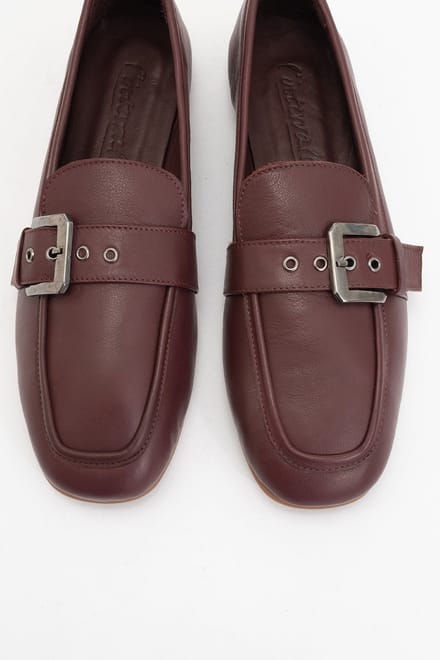 Jade Leren Plat Loafers Dames
