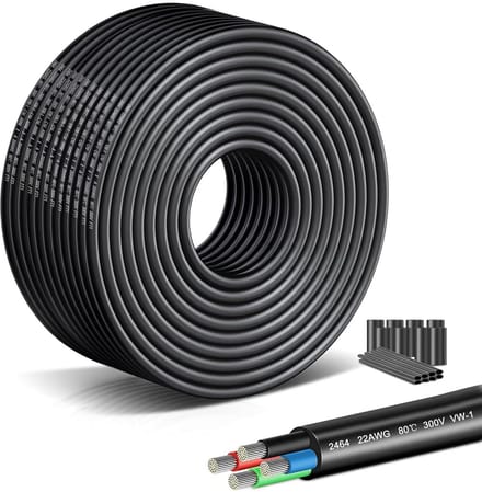 25 meter 4-aderige LED verlengkabel 22AWG flexibel koper voor binnen en buiten