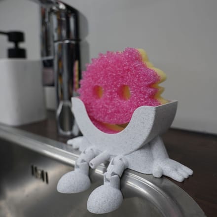 Scrub daddy schoonmaakspons houder funny met wateruitloop – Marmerlook – sponshouder – grootsteen organizer