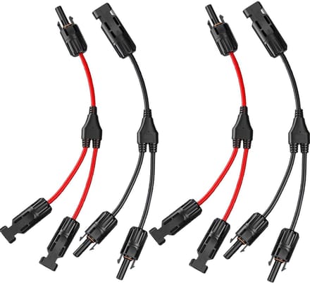 Dailygoody - 4 Pack Y-Plug Solar Cables - Stevige Solar Connectoren voor Panelen
