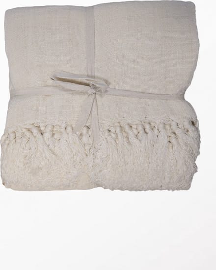 by Mooss - Linnen plaid - Ivoor - CrÃ¨me - 100% Linnen - Deken - Kleed - Sprei