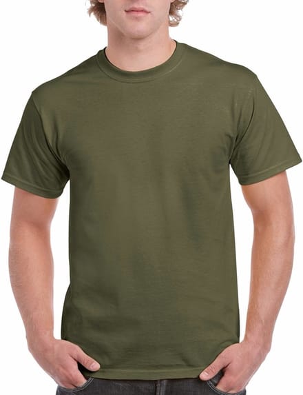 Gildan T-shirt - army groen - heren - zware kwaliteit - basic shirt - katoen - korte mouwen M