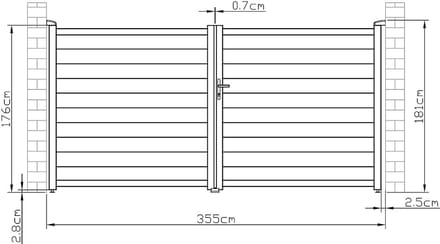 Vente-unique Elektrische volle aluminium draaipoort B355 x H180 cm, antraciet - NAZARIO