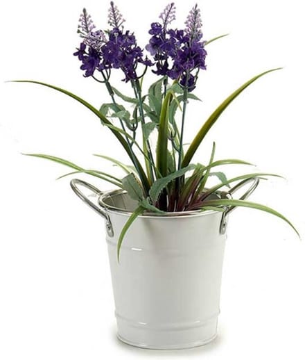 Arte r Plantenpot/bloempot emmer- zink - wit - D12 x H16 cm