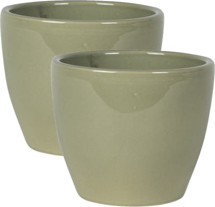 Ter Steege Bloempot - 2x - groen - Scandinavische look - glanzend - keramiek - 13 x 11 cm