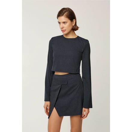 Gestreepte Ronde Hals Blouse