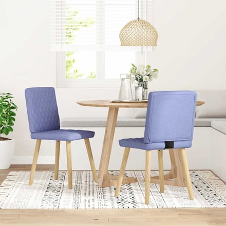 vidaXL - Eetkamerstoelen - 2 - st - stof - jeansblauw