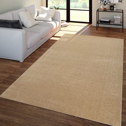 Woonkamertapijt Kurflor effen design modern en tijdloos 140 x 200 cm Rond 140 x 200 cm Rond beige