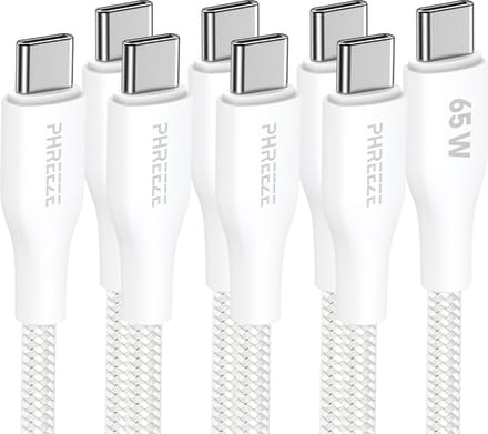 Usb C kabels 1m - 4 pack - 65w fast charge & 480mbps data - Stevig nylon - Phreeze