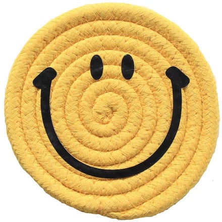 Expression Placemat Ronde Katoenen Touw Geweven Placemat Zuid-Korea Eenvoudige Glimlach Isolatie Pad Geel 18cm geel