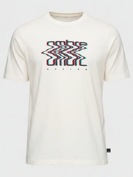 OMBRE T-shirt - Regular Fit - Korte Mouw - Printopdruk Wit M