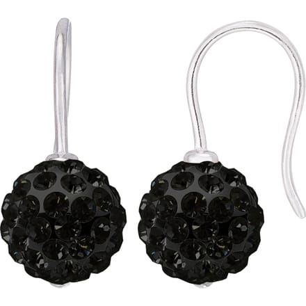 Black Crystal Sphere Hooks 8mm Silver 925 - Pure Crystal