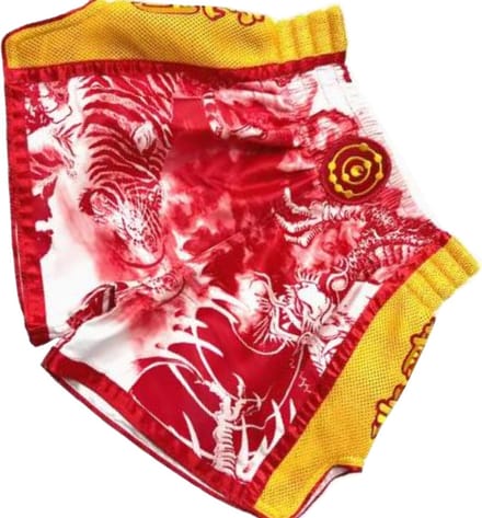 Fluory Muay Thai Shorts Tiger vs Dragon Red Yellow MTSF113 - M