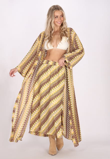 IZIA Kimono Dames Geel veelkleurig