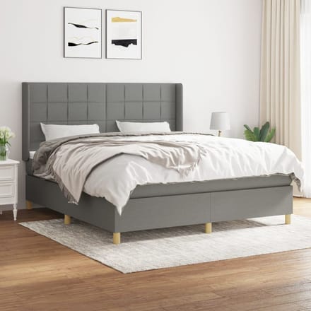 vidaXL - Boxspring - met - matras - stof - donkergrijs - 180x200 - cm