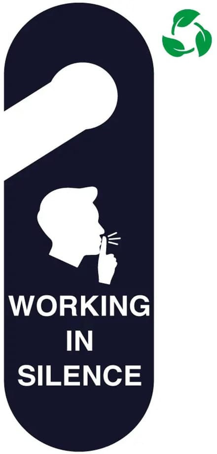 Working in silence deurhanger - Forex Re materiaal | 30 x 10 cm