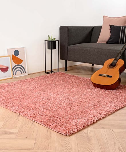 Vierkant hoogpolig vloerkleed - Shaggy Trend roze 100x100