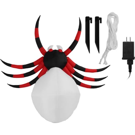 Décor Gonflable Araignée 2,4m Décoration Extérieure avec Lumière LED Grande Araignée Accessoire Halloween black