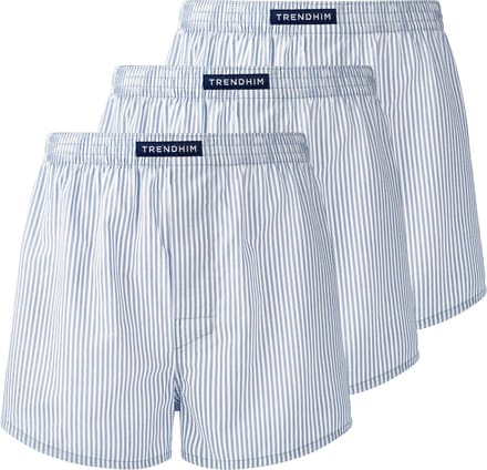 TrueFeel | 3-pack wit met blauw gestreepte losvallende premium katoenen boxershorts
