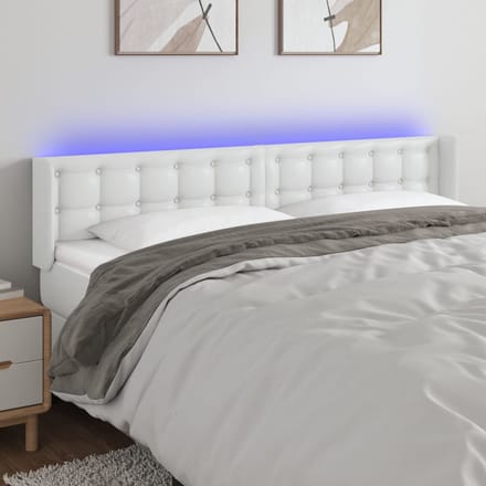 vidaXL - Hoofdbord - LED - 183x16x78/88 - cm - kunstleer - wit