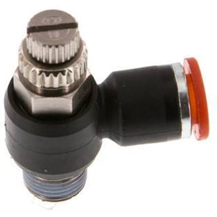 L-stuk Regelventiel 6 mm - R1/8'' Regeling-in Messing/Nylon