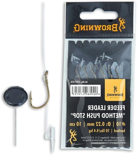 Feeder Leader - Method Haspel - Vissen met aas - Push-stop bevestiging - 6 stuks 10cm - Brons
