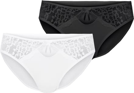 Merry Style Dames Slip Onderbroek - Katoen - Regular Taille - 2-Pack - MS-GAB-17-Hipsters-2P - (2Pack) Zwart/Wit - S