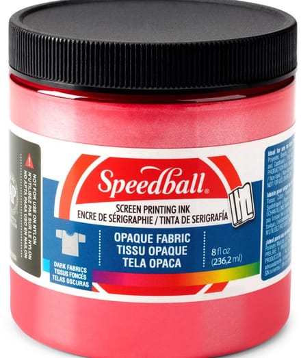 Shimmer fabric ink raspberry screen printing -Speedball
