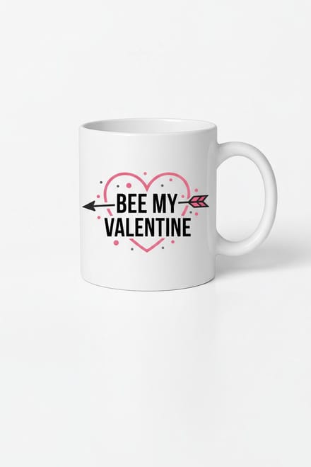 Valentijn Mok 'Bee My Valentine' met Hart & Amor Pijl Design | Romantisch Cadeau