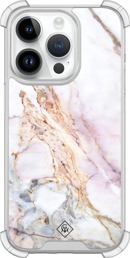 Casimoda® hoesje - Geschikt voor iPhone 14 Pro - Parelmoer Marmer - Shockproof case - Extra sterk - Siliconen/TPU - Multi, Transparant