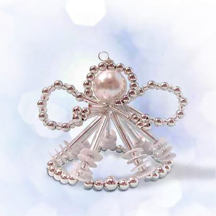 Kralen engel knutselset "Arielle", ca. 7cm - Zilver/Wit