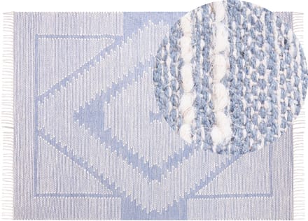 ANSAR - Laagpolig vloerkleed - Gebroken wit - 160 x 230 cm - Katoen