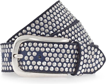 b.belt Leren riem Zoe Silver Stud Belt W100 Denim blauw