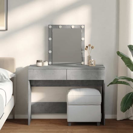 vidaXL - Kaptafel - met - LED-verlichting - 100x40x130 - cm - betongrijs