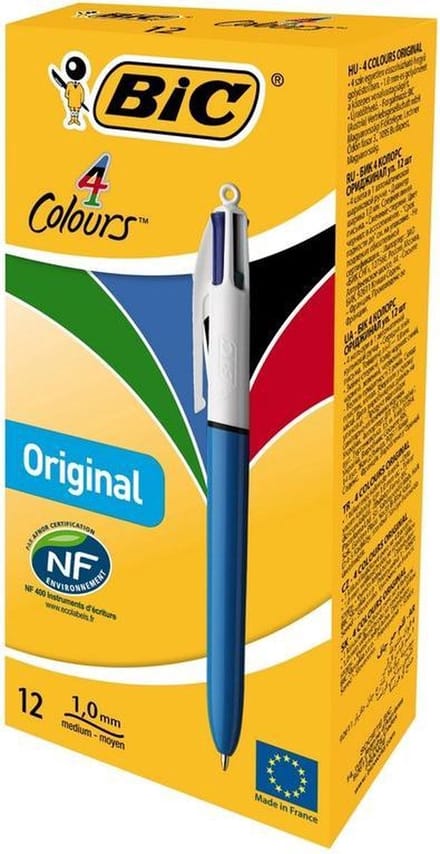 BIC balpen 4 kleuren medium 0.8 mm 12-pack oranje (Origineel)