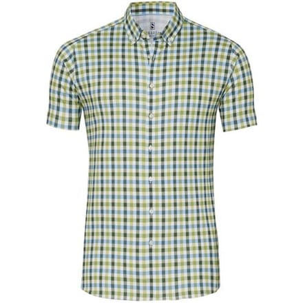 Desoto Overhemd Casual Button-Down Multi Check Lime Green-Blue / male