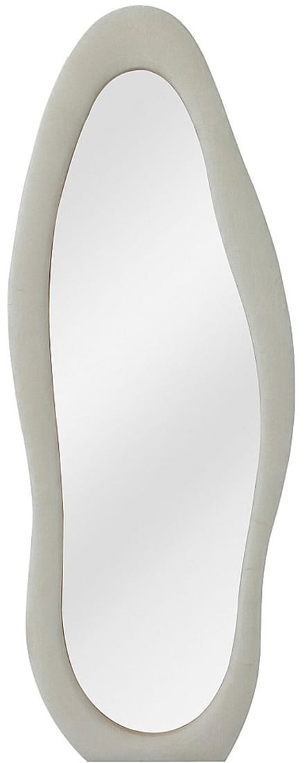 Vente-unique Organische spiegel in fluweel - H 160 x B 60 cm - Crème - LAVINA