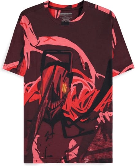 Chainsaw Man - Rage All Over Print Heren T-shirt - S - Rood