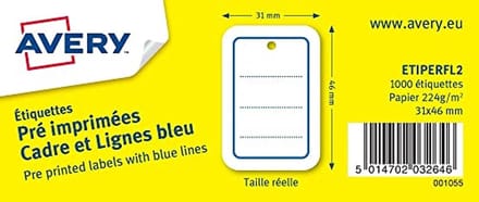 Geperforeerde Etiketten voor Frame - 1000 stuks - 31x46mm - Wit