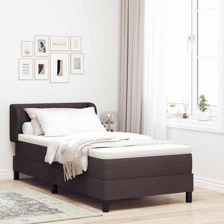 vidaXL - Boxspring - bed - met - hoofdeinde - Donkerbruin - 90 - x - 190 - cm - Stof