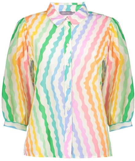 Geisha Blouse Blouse 53467 20 Off-white/yellow/coral Dames Maat - M