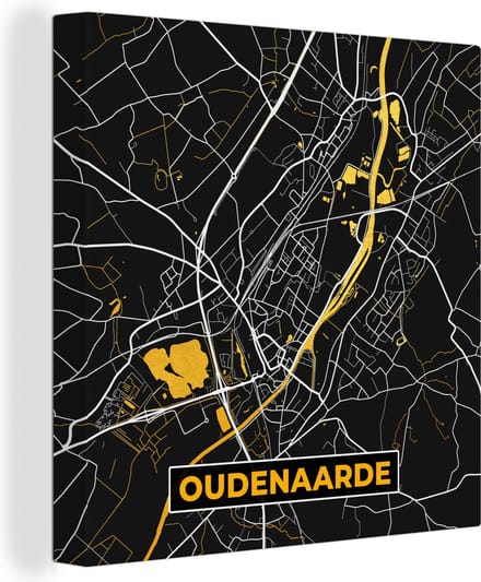 Canvas Schilderij Kaart - Oudenaarde - Goud - Plattegrond - Stadskaart - 20x20 cm - Wanddecoratie