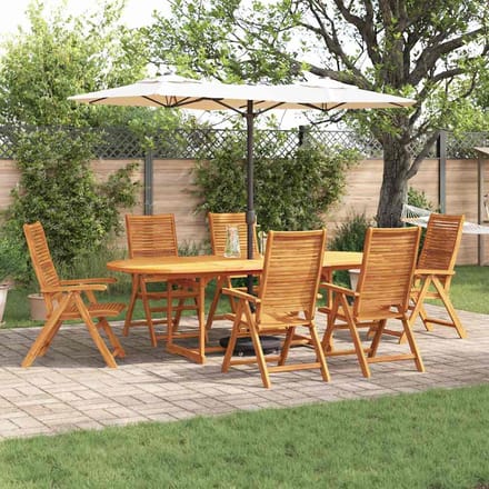 vidaXL - Tuin - Eettafel - Set - 7 - st - Bruin - Massief - Acacia - Hout
