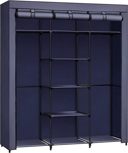 MAZAZU - Kledingkast - Oprolbare Deuren - Donkerblauw - 45x150x175