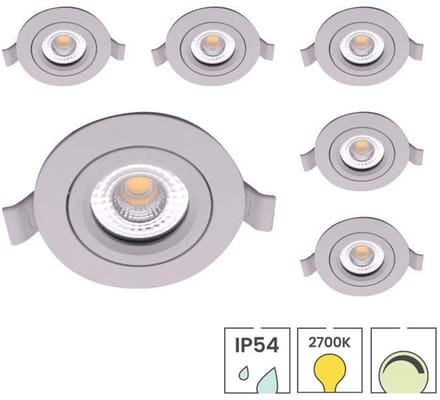 Lybardo - Lage Inbouwspots - 6-pack - 5W - Dimbaar - Waterdicht - Spotjes Inbouw