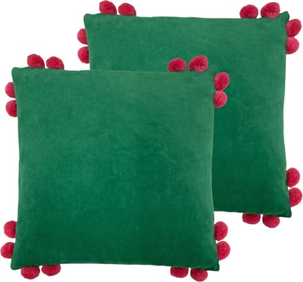 Furn. Hoola Pom-Pom Polyester Gevuld Kussen - Twin Pack