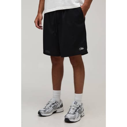 Baggy Fit Heren Script Mesh Jersey Short | Black | Size Large