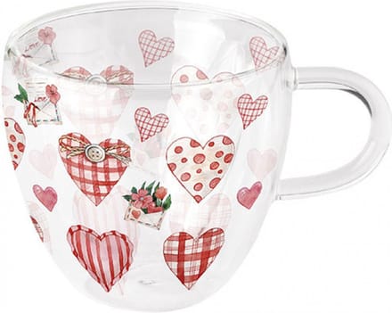 dubbelwandig theeglas Lovely Hearts