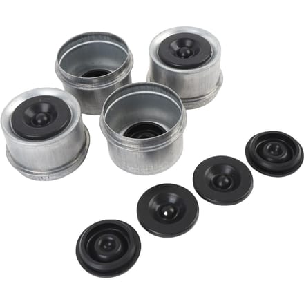 1.98in Stofkap voor aanhangeras met 4 rubberen pluggen Metalen afdekkingen voor aanhangeraslager Vetdeksels Vervanging voor Dexter 2000 gray