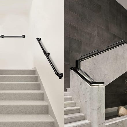Wandleuning - Handgreep Trap - Veiligheid Verhogend - Industriële Stijl - 7ft - Zwart